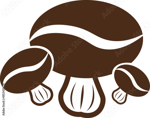 A creative vector illustration set featuring coffee beans, a cup, and bakery desserts like cake and bread in a brown cartoon design for a cafe breakfast menu pattern