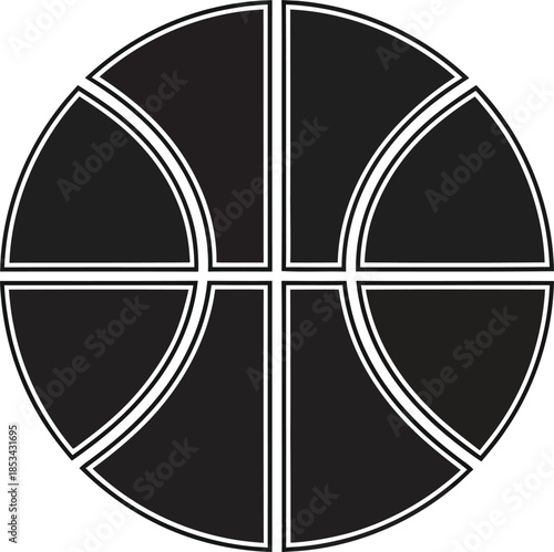 a simple black and white illustration depicts a classic basketball showcasing the iconic panel lines and circular form of the sport s ball