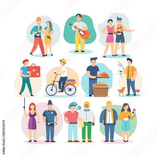 Wallpaper Mural Large set of people, profession, hobbies, relationships, vector
 Torontodigital.ca