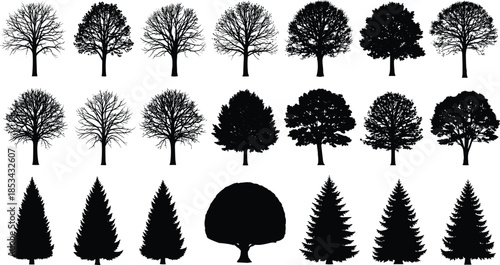 WebA diverse vector set of eighteen tennis player silhouettes including male and female athletes in various dynamic poses for sports and health-related projects.