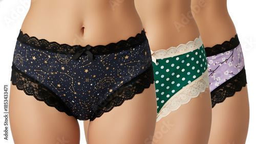 Slim young woman in underwear on light background