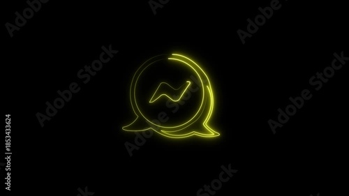 Social Media Speech neon message and messenger icon. message box icon animation text chat on black backgrounder icon.