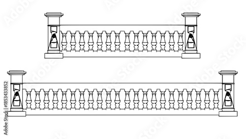 2D Concrete Balustrade Design Drawing