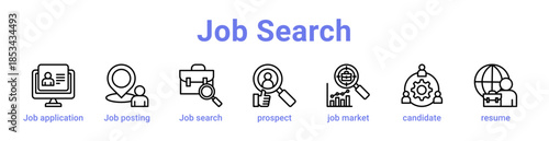 Job Search Icon Banner and Collection