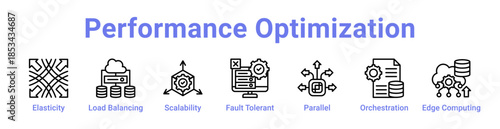 Performance Optimization Icon Banner and Collection