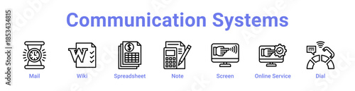 Communication Systems Icon Banner and Collection