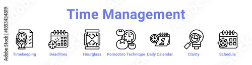 Time Management Icon Banner and Collection