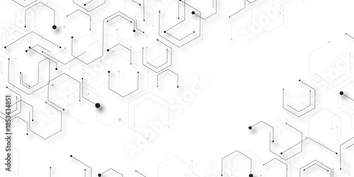 Hexagonal Molecular structure abstract tech network pattern. abstract geometric hexagon with connecting dots and lines. connecting Medical science, technology concept background Vector illustration.
