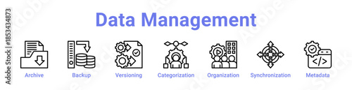 Data Management Icon Banner and Collection