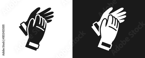Safety Gloves Icon Set Glyph In White And Black Background