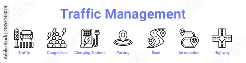 -Traffic Management Icon Banner and Collection