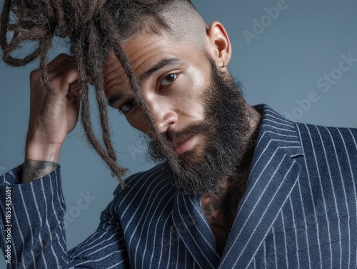 Bearded man with dreadlocks...