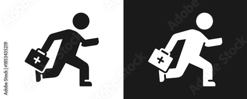 First Aid Icon Set Glyph In White And Black Background