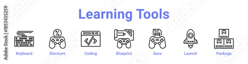 -Learning Tools Icon Banner and Collection