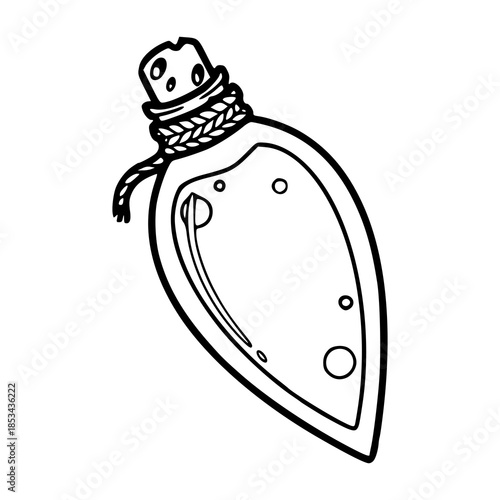 monochromatic drawing of a hand-drawn magic bottle