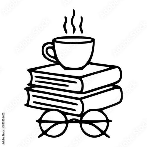 cozy study time outline vector illustration