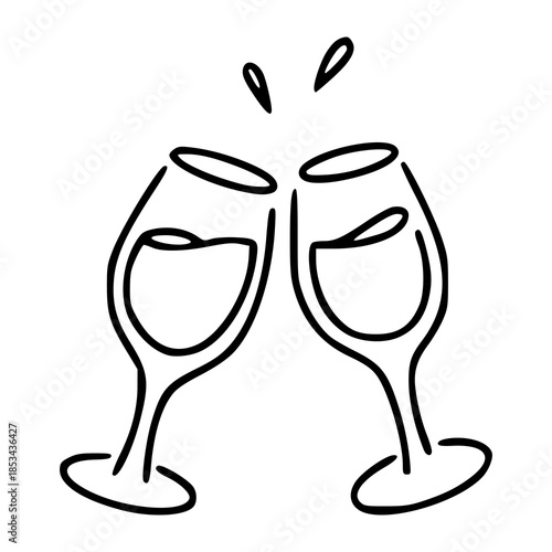 line art of two wine glass clinking
