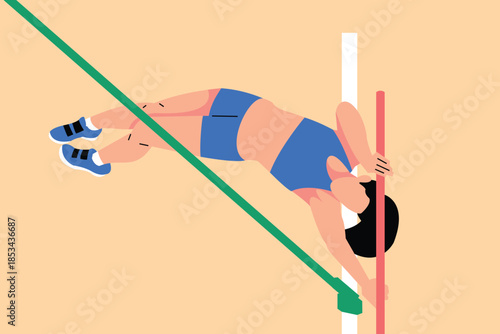 Illustration of a high jumper mid air arching over the bar. Perfect for sports and motion themed visuals.
