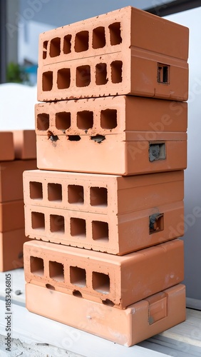 Stacked terracotta bricks