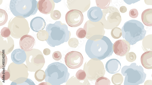Abstract watercolor circles seamless pattern with pastel colors hand painted dots modern artistic background for wallpaper fabric wrapping paper design