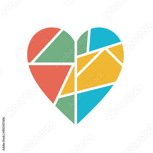 Free Download Premium Transparent Abstract Mosaic Heart Multicolor Love Unity EPS High Quality Vector - GFXLoad