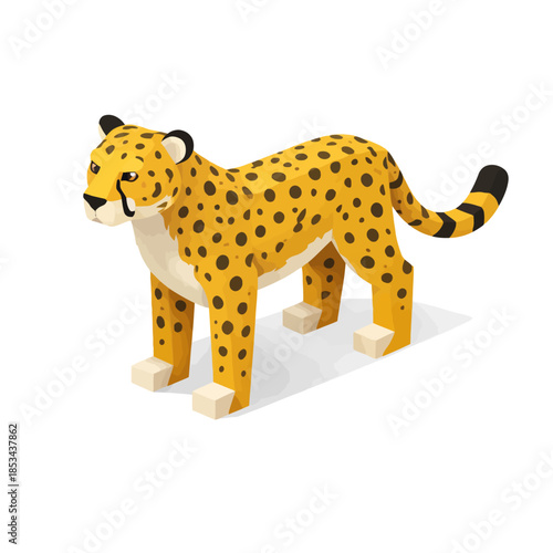 Cheetah geométrica en estilo isométrico