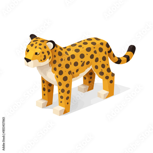 Leopardo isométrico de colores cálidos