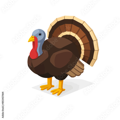 Pavo en diseño geométrico isométrico