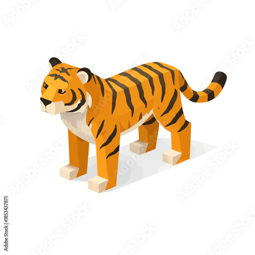 Tigre geométrico en perspectiva isométrica