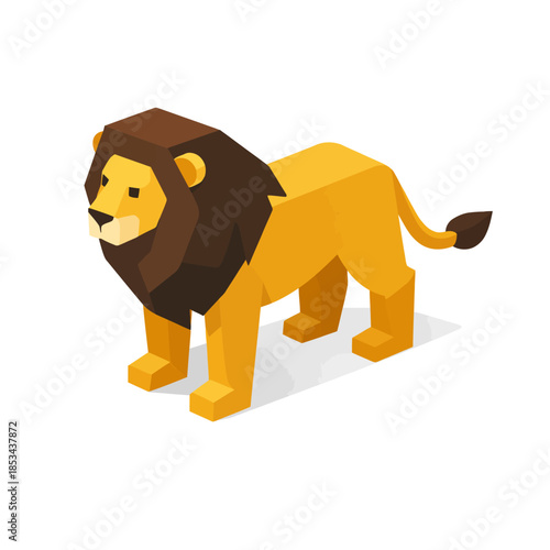 León geométrico en estilo isométrico