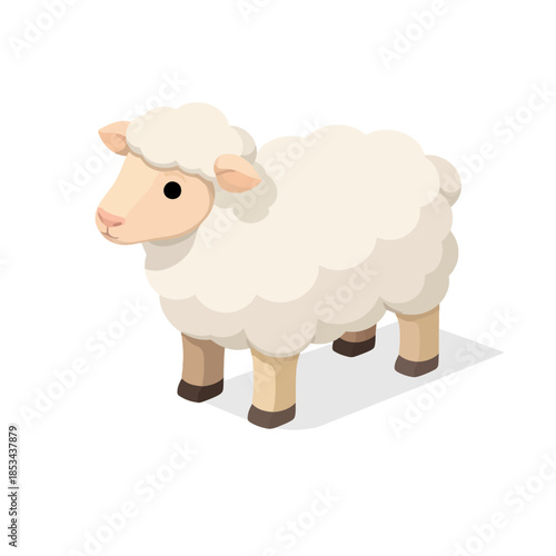 Oveja isométrica en estilo geométrico