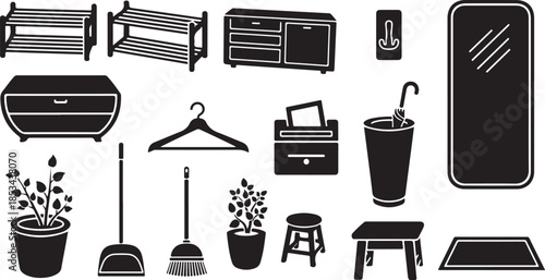 Modern home and office essentials in black and white