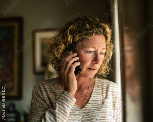 Elderly Woman Using Smartphone While Cooking