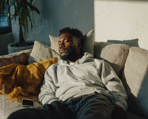 Middle Aged Man Resting With Smartphone