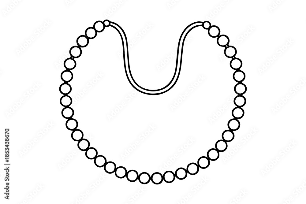 Fototapeta premium Minimalist Line Art Tasbih Prayer Beads Islamic Worship Symbol for Spiritual and Religious Concept