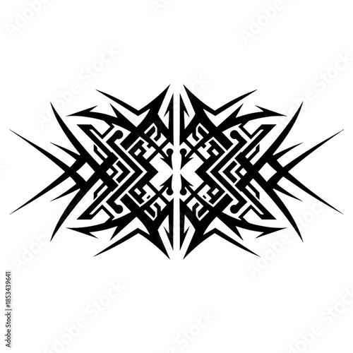 Symmetrical Cyber Tribal Graphic for Apparel Design
