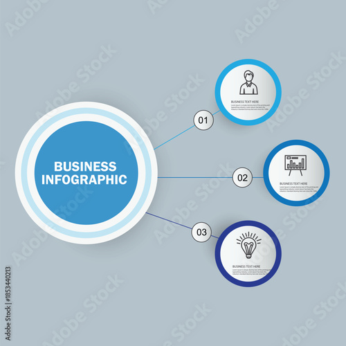 Circle infographics elements design with 3 steps