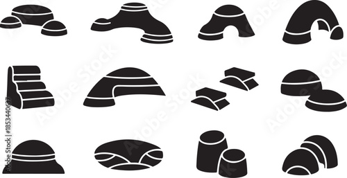 Modern pipe and tube connectors in black and white