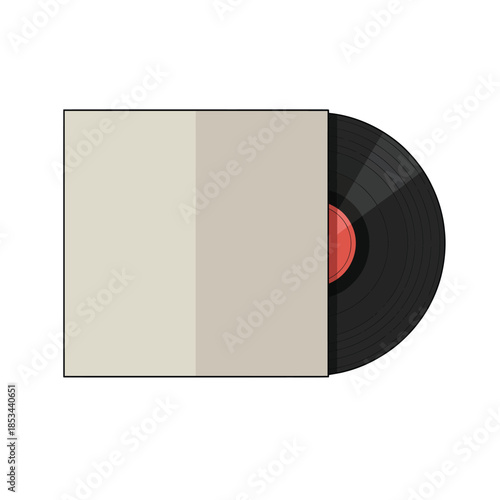 Classic vinyl record partially visible in its protective light-colored cardboard sleeve