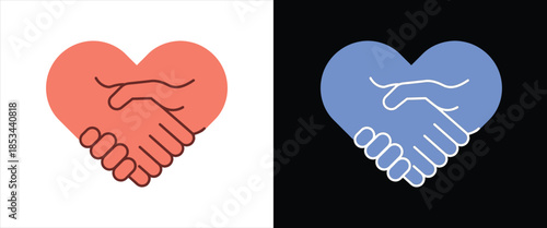 Illustration of Hands Shaking in the Shape of a Heart Symbolizing Unity and Partnership