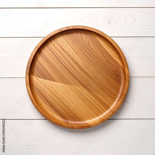 Wooden plate on white wood