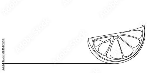 Lemon and half of lemon one line. Continuous line drawing of citrus fruits, vector, Continuous single line drawing of orange fruit, Orange fruit in one line art drawing style, Minimal black line