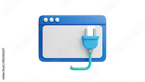 3D Icon: Web Browser Window with Power Plug