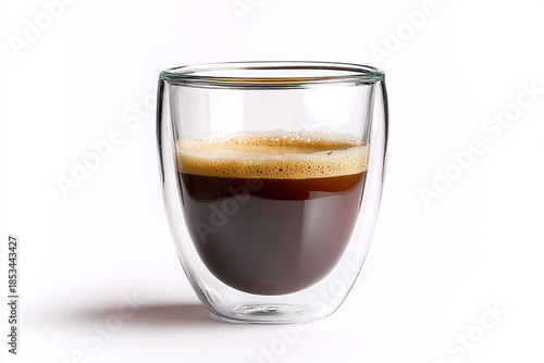 Double-walled Glass Espresso Cup with Coffee
