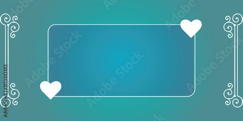 Decorative green gradient background with floral corner elements, elegant purple flower accents, rounded rectangle frame, modern ornamental design, creative greeting card style layout, soft vibrant co