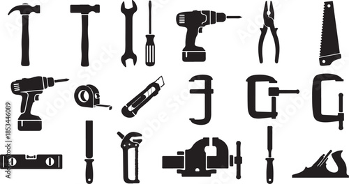 Collection of essential tools for construction and repair work
