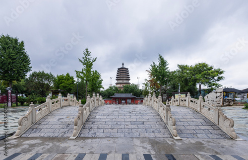 The landscape of Tianning Temple in the ancient city of Zhengding, Hebei Province	