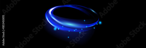 Neon Eclipse Glowing Blue Rings. Celestial Blue. Neon Circle Glow. Blue Neon Light Rings. Sapphire Glow Neon Circular Lights.
