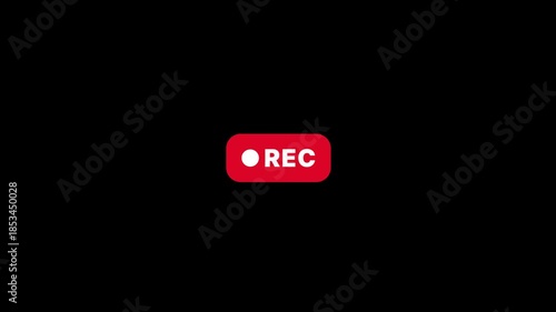 Red Recording Button Vector Icon with REC Text for Video Camera and Digital Media Interface