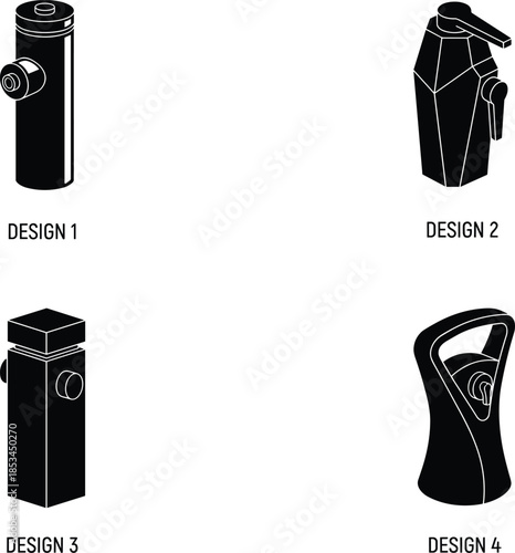 Set of fire hydrant designs isolated on transparent background ready for graphic design.